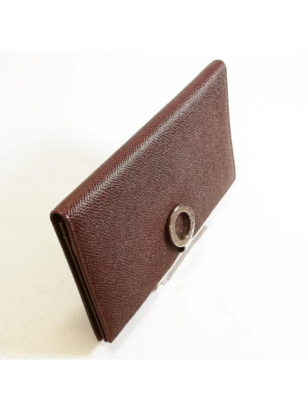 Bvlgari Logo Clip Billfold Dark Brown Wallet